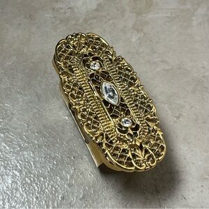 Vintage Filigree Gold Tone Mirror Purse Lipstick Holder